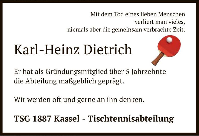 Traueranzeige von Karl-Heinz Dietrich